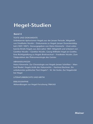 cover image of Hegel-Studien Band 4